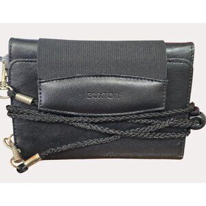 Buxton Crossbody Wallet Genuine LEATHER Organizer Clutch Credit Card Black Trifo